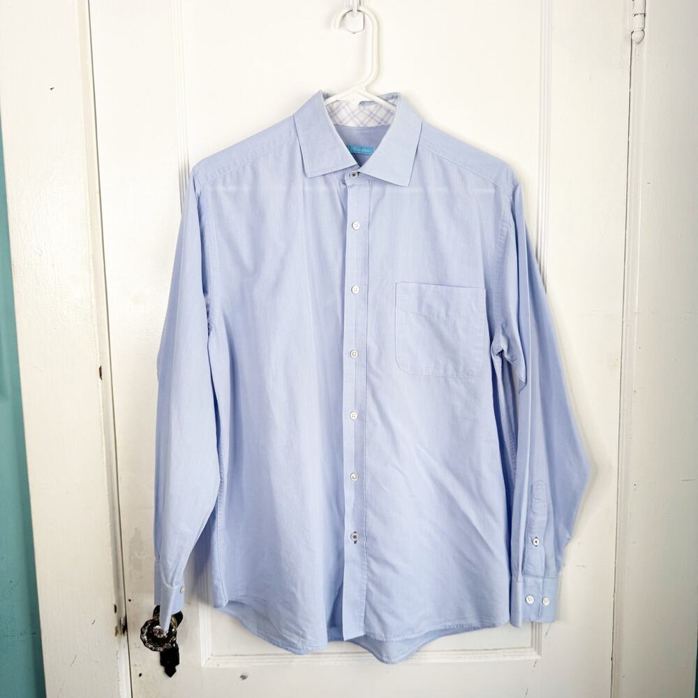 J. McLaughlin Blue Collared Button Down Shirt Long Sleeves Professional Work S